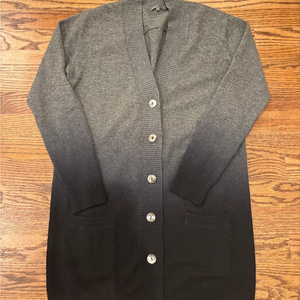 Vince Charcoal Black Ombre Cashmere Blend Cardigan